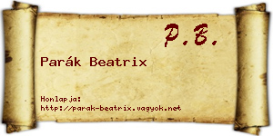 Parák Beatrix névjegykártya