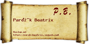 Parák Beatrix névjegykártya